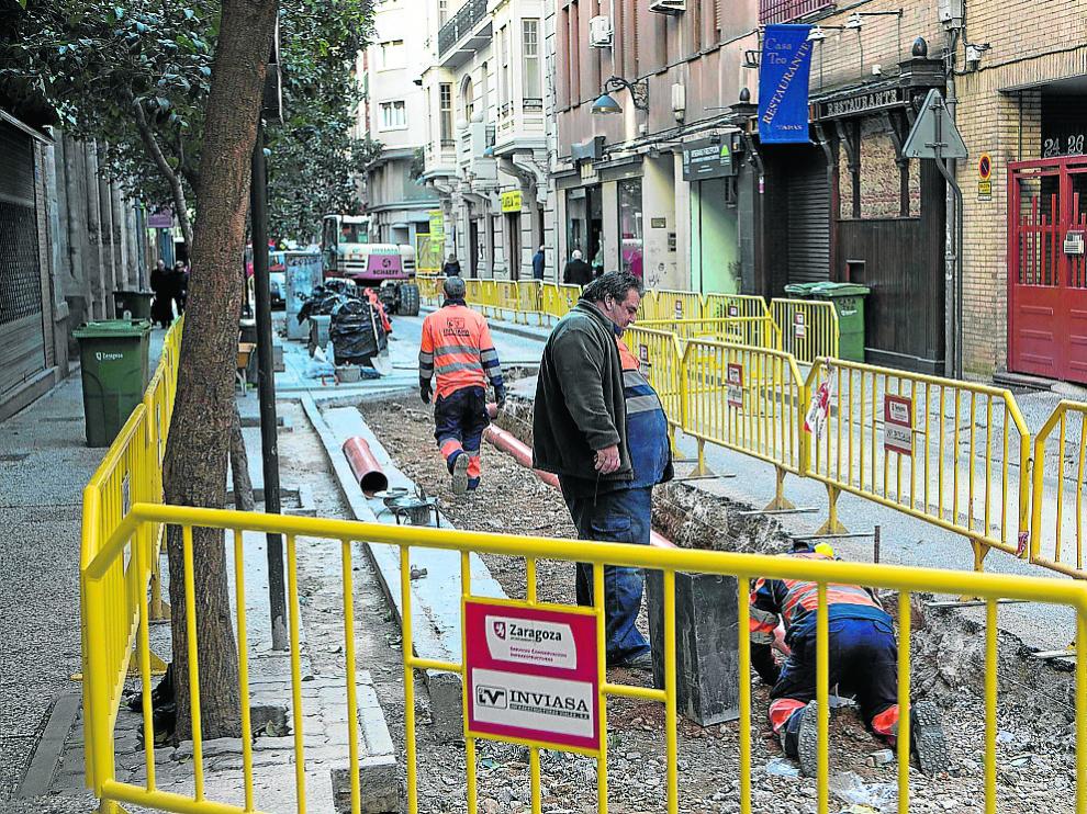 Obras en la Calle Espoz y Mina.