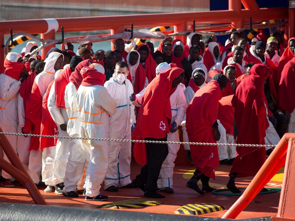Imagen de otro rescate reciente en el mar de Alborán.