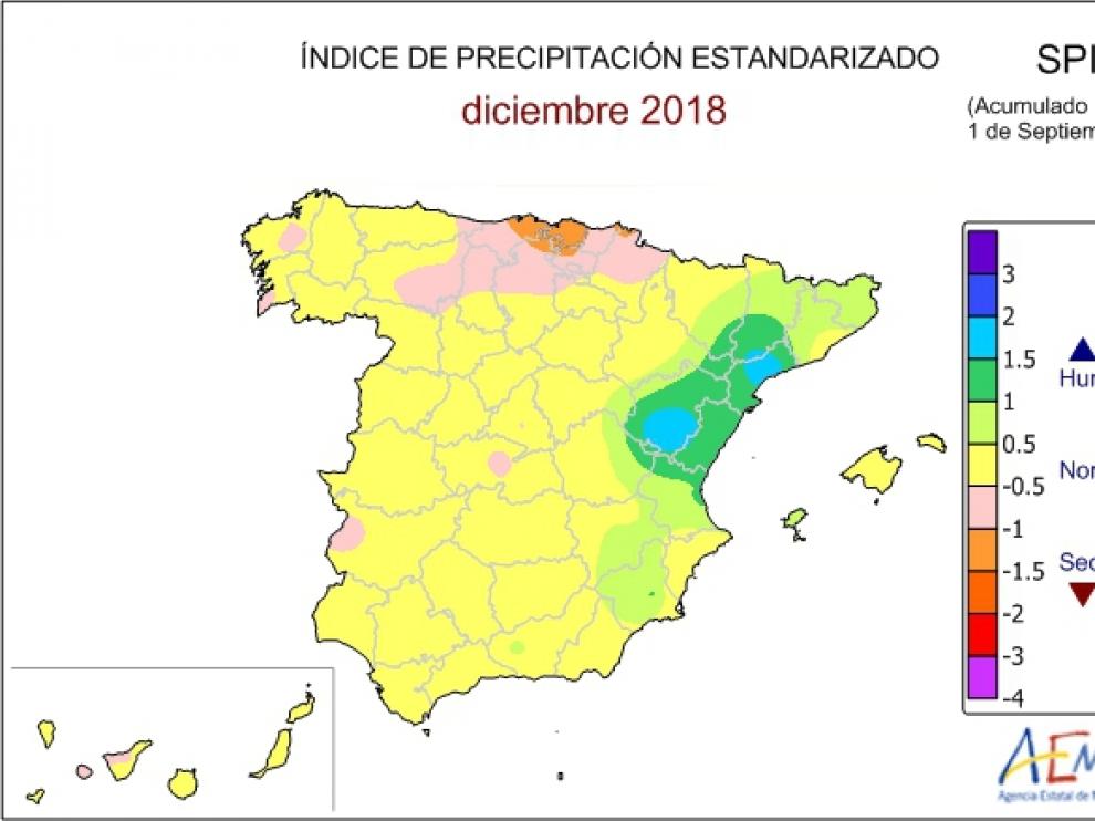 Mapa de sequía en el presente año agrícola de la Aemet.