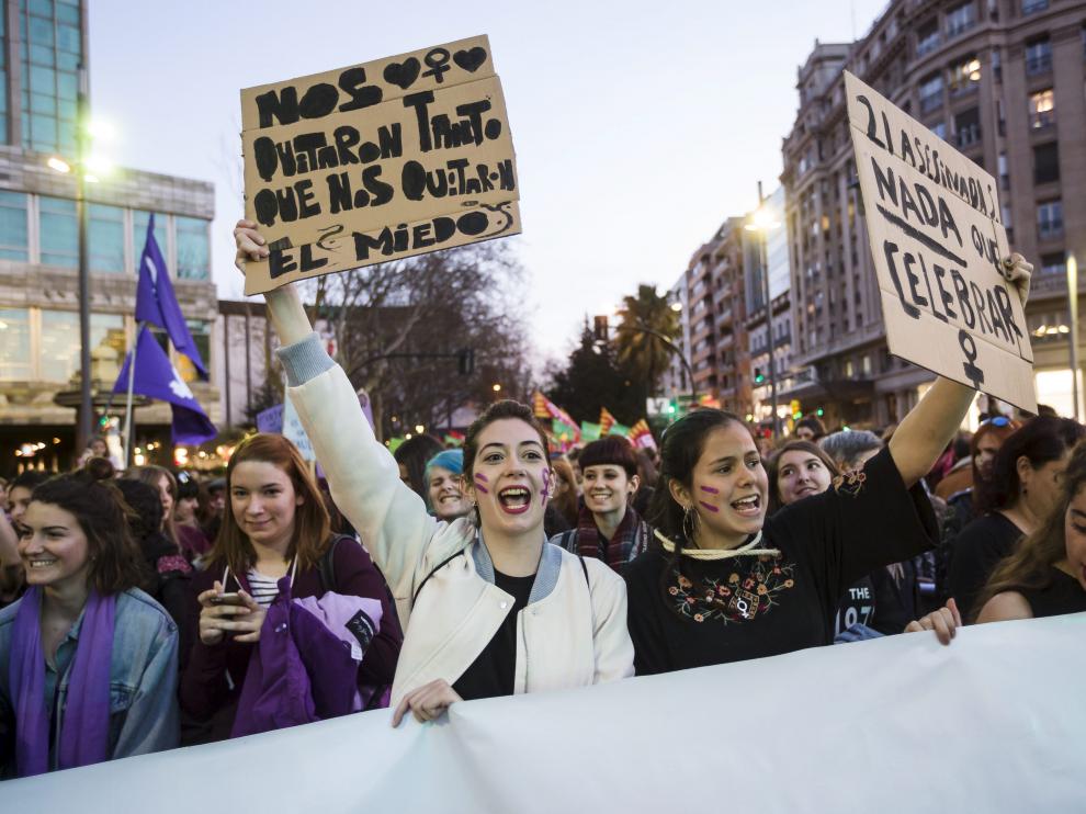 Manifestación por el Día Internacional de la Mujer del año pasado en Zaragoza.