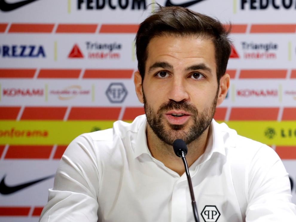 El español Cesc Fábregas, durante su presentación como nuevo jugador del Mónaco.