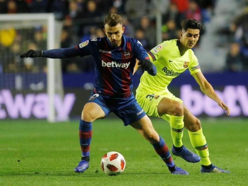 Chumi, durante el encuentro frente al Levante.