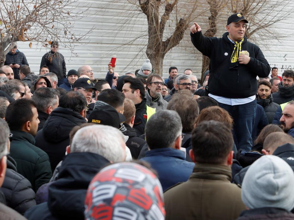 Concentración de los taxistas metropolitanos en Barcelona.