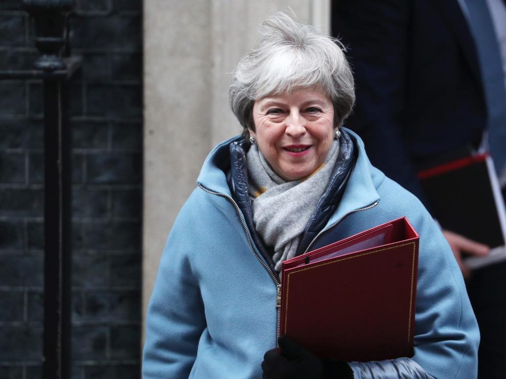 May, este lunes en la puerta de Downing Street.