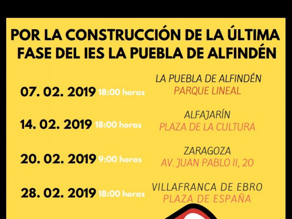 Cartel anunciador de las movilizaciones que han convocado las familias para el mes de febrero.