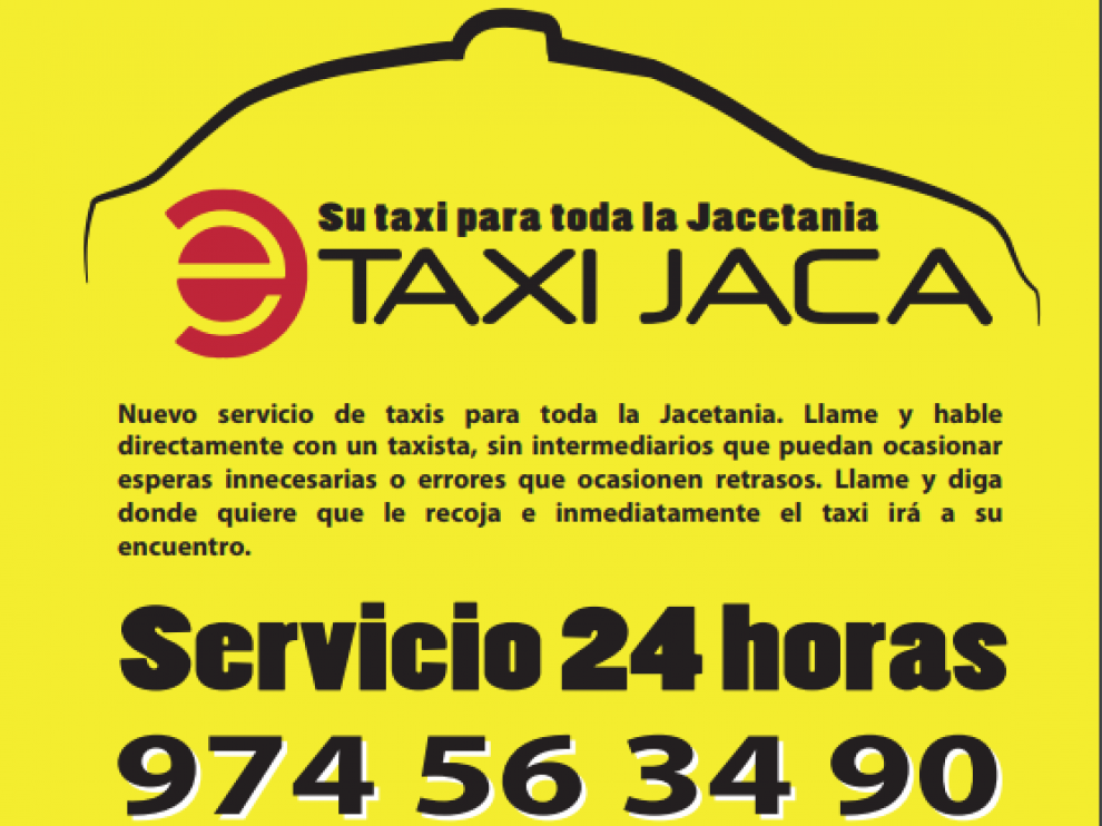 Cartel del nuevo servicio de taxis en la Comarca de la Jacetania.