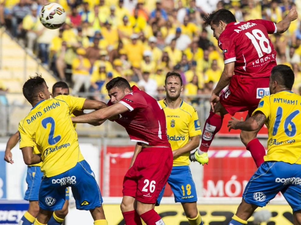 Dorca, en el cabezazo mediada la primera parte del partido de junio de 2015 en la Promoción, que acabó en el larguero tras tocar bajo palos Culio. Pudo ser el 0-1 y, probablemente, la clave el ascenso del Real Zaragoza que se perdió al final.