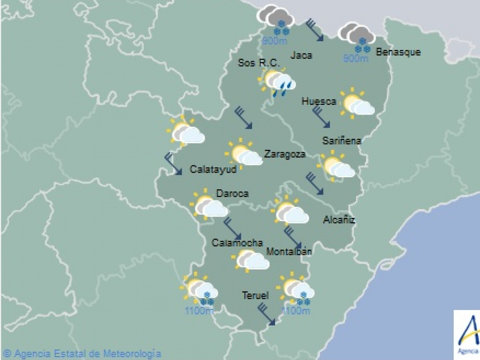 El tiempo en Aragón para este lunes, 28 de enero.