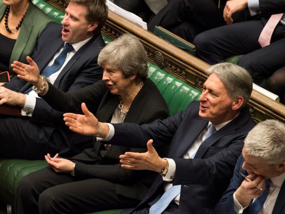 May durante la votación en el Parlamento.