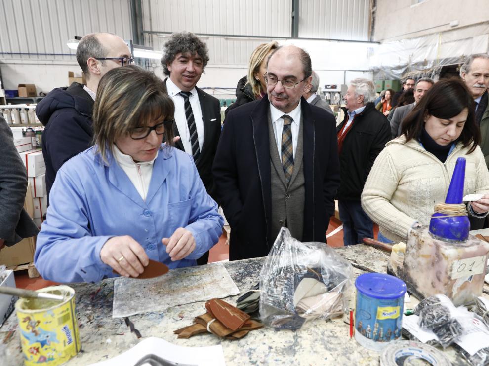 Javier Lambán, este martes en su visita a la comarca del Aranda.