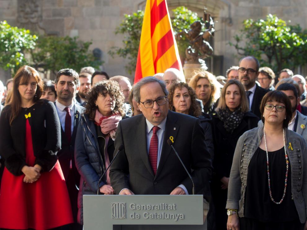 Quim torra durante la concentración en apoyo a los presos independentistas.