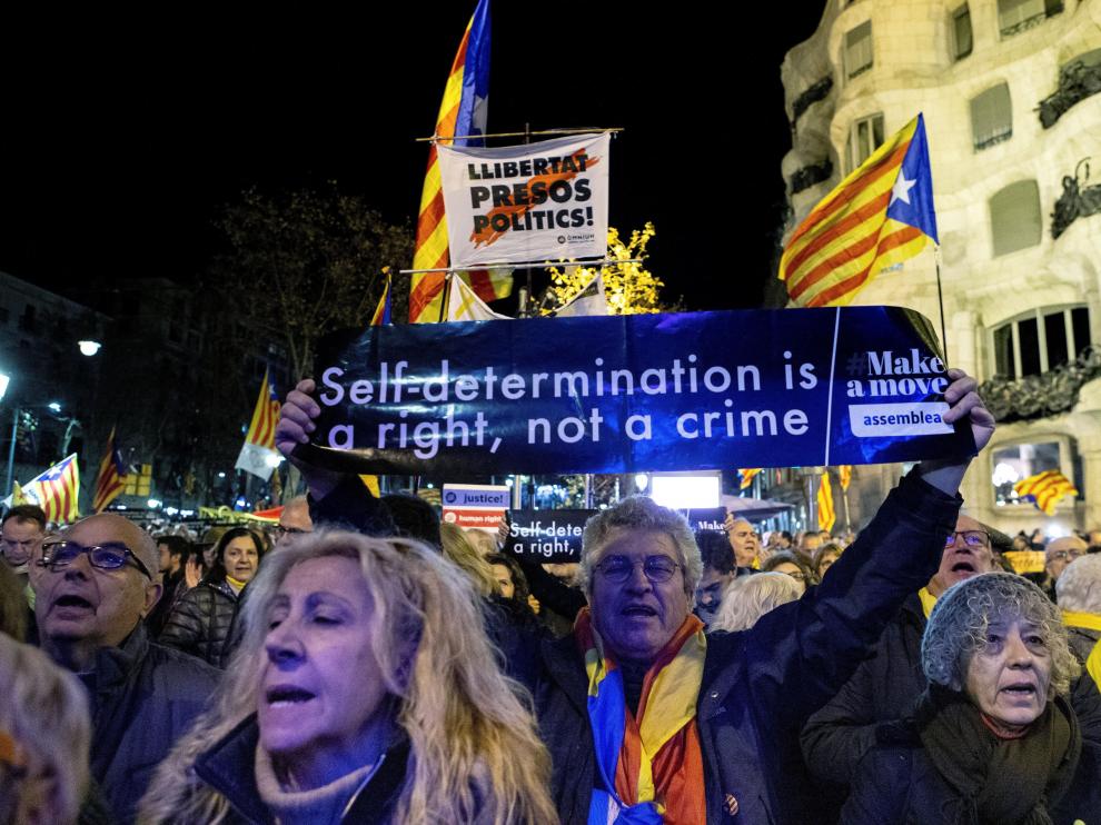 Concentración convocada este viernes por la ANC en Barcelona en apoyo a los independentistas.
