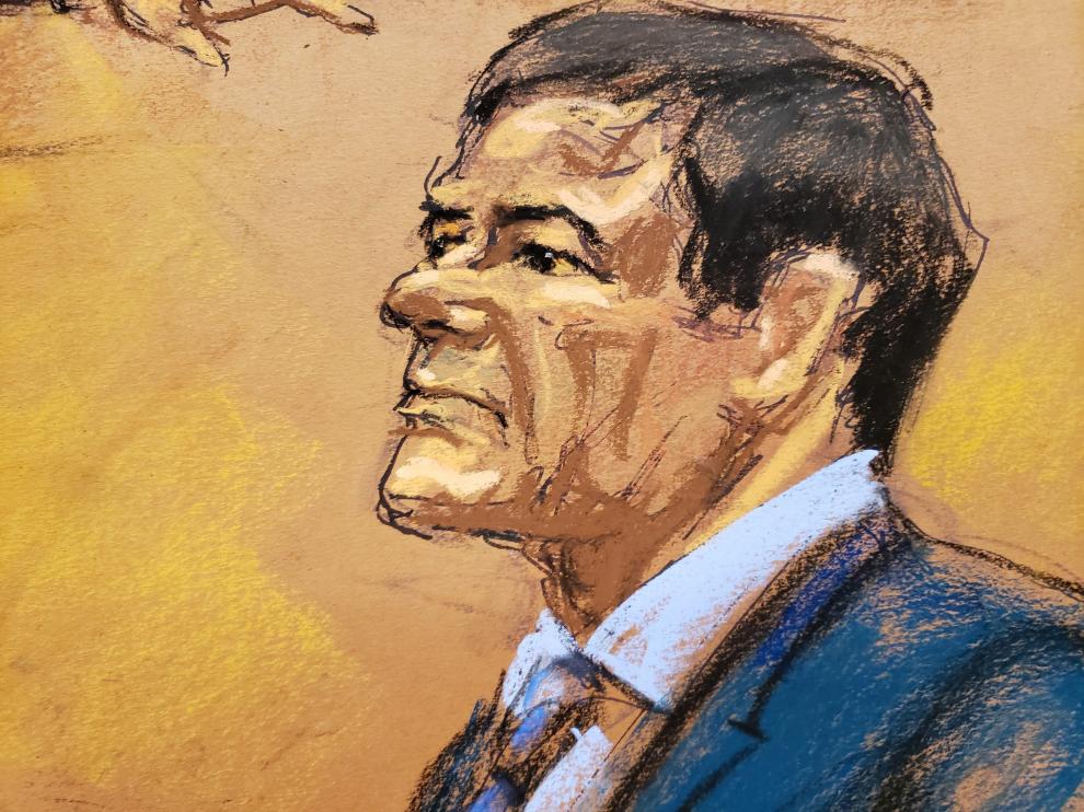 Dibujo del acusado Joaquín 'El Chapo' Guzmán Loera.