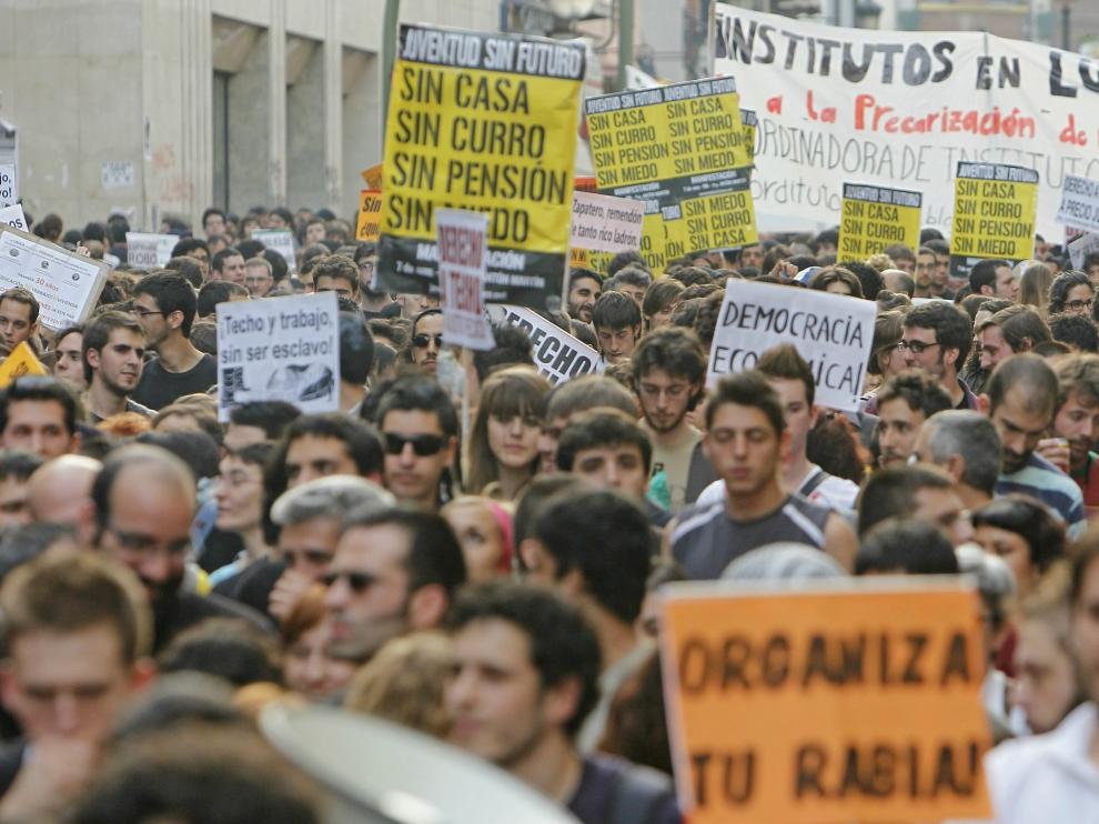 Imagen de archivo de una manifestación de jóvenes en Madrid reivindicando un futuro