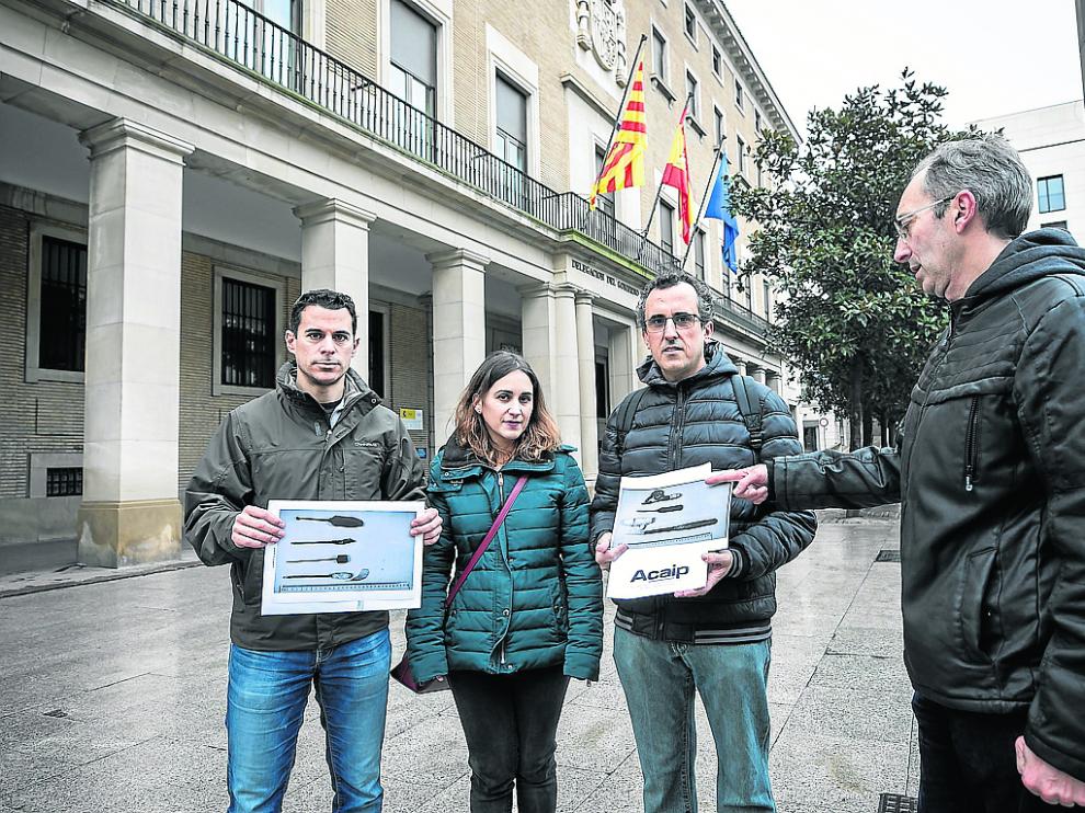 Daniel, Rebeca, Mariano y Juan, funcionarios de Daroca y Zuera
