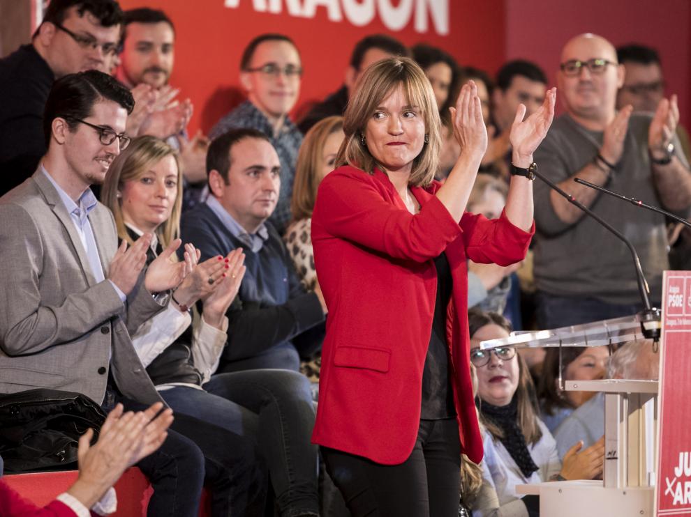 Pilar Alegría en el acto de presentación de los candidatos del PSOE Aragón.