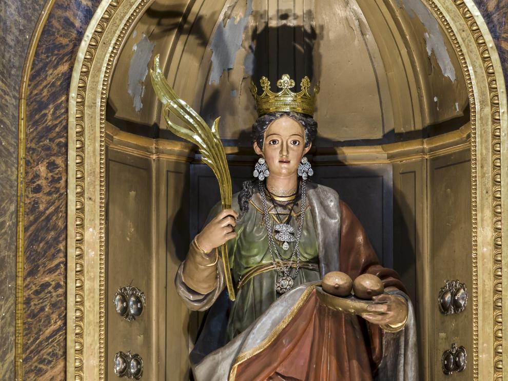 Imagen de Santa Águeda en la iglesia del Portillo de Zaragoza.