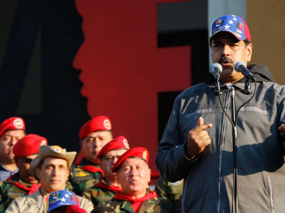 Nicolás Maduro durante un acto del Gobierno con militares.