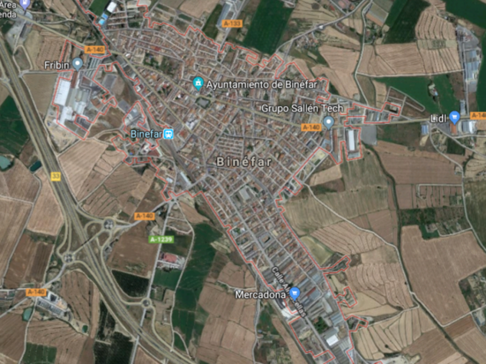 Vista satélite de Binéfar.