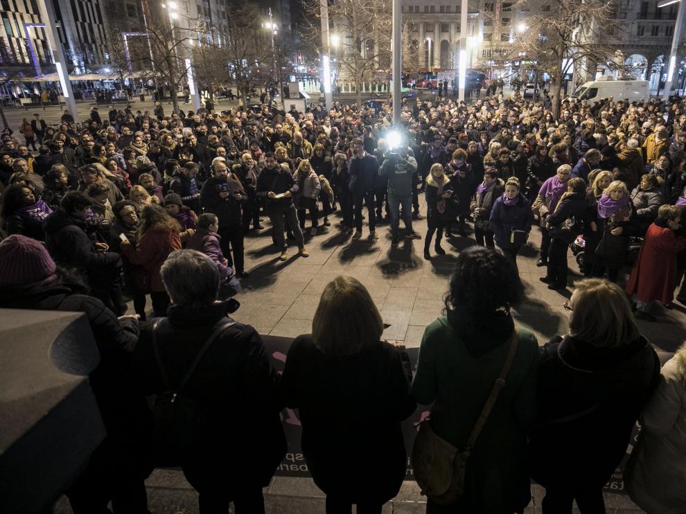 Concentración en Zaragoza contra la violencia machista.