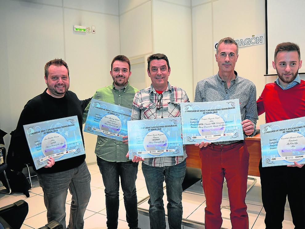 Los ganadores, Luis Guillén, Marcos Martínez, Antonio García, Enrique Royuela y Cristóbal Romero.