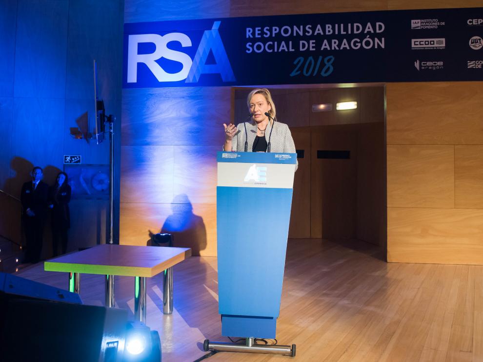 La consejera de Economía Marta Gastón en un foro de Responsabilidad Social Corporativa celebrado en 2018