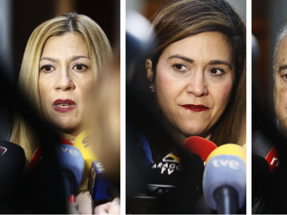 Mar Vaquero (PP), Susana Gaspar (C's) y Javier Sada (PSOE)