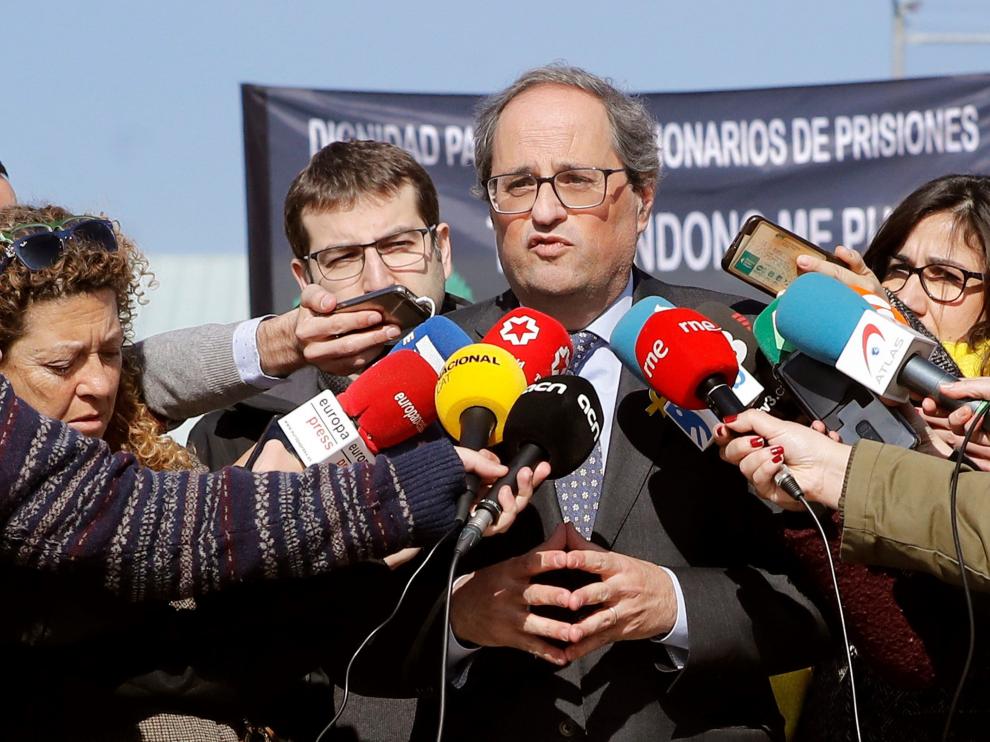 Torra, este sábado tras salir de la prisión de Soto del Real.