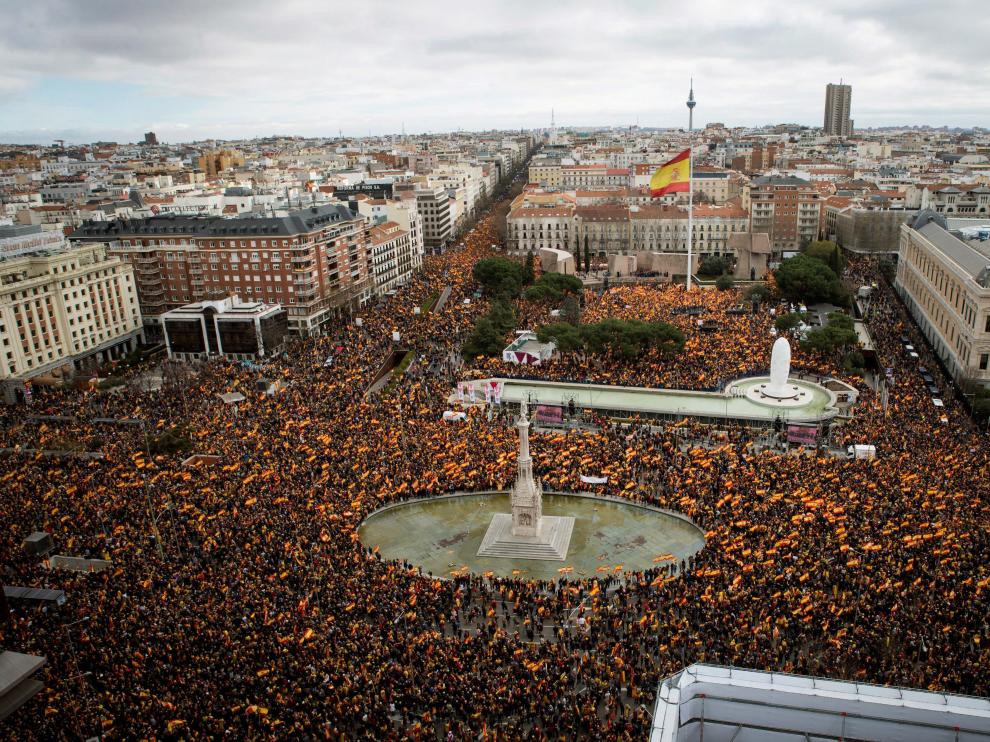 Manifestación de PP, Cs y Vox en Madrid para pedir elecciones inmediatas