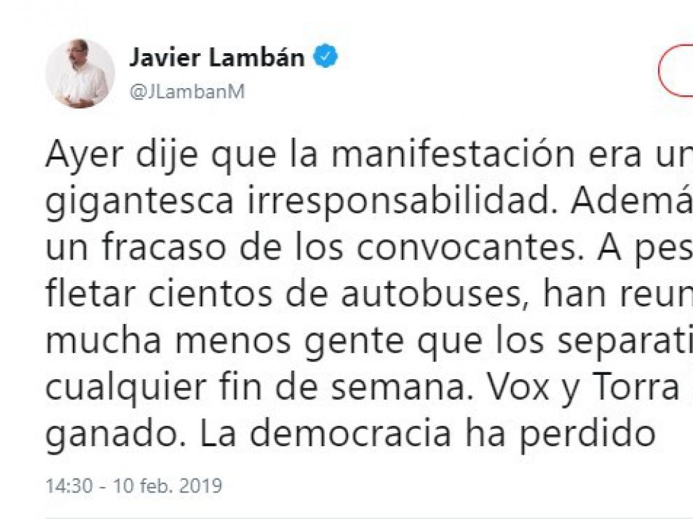 Lambán y Echenique coinciden en calificar de "fracaso" la concentración en Madrid