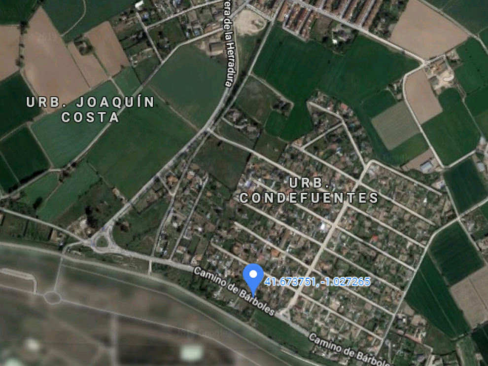 Camino de Bárboles en Garrapinillos, lugar en el que se ha producido el incidente.