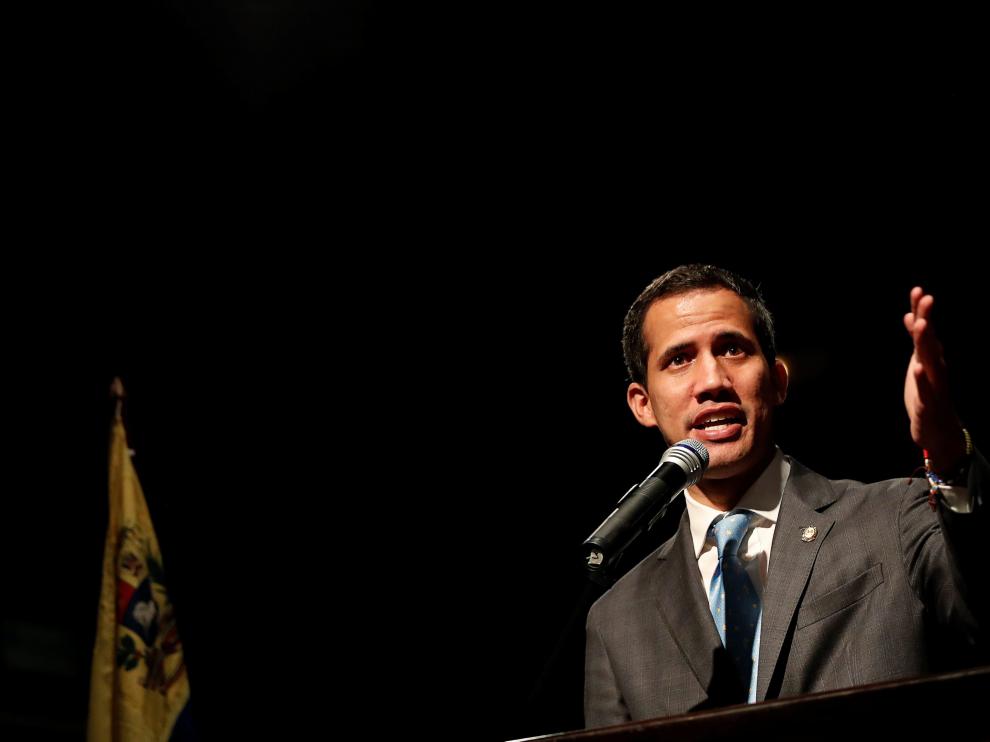 Juan Guaidó en un acto con estudiantes en Caracas