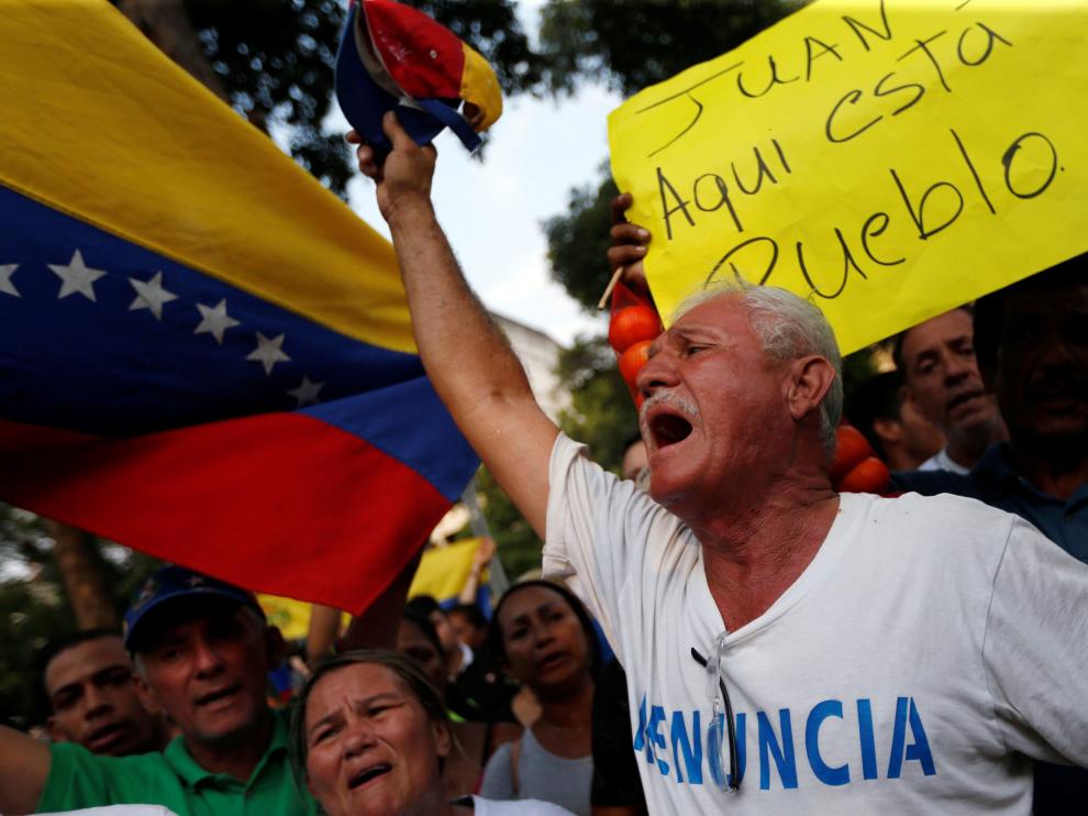 Manifestación en Cúcuta, localidad colombiana en la frontera con Venezuela.