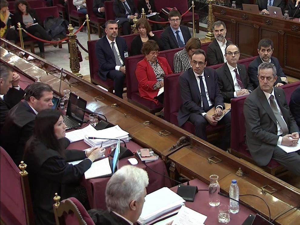 Los acusados, en la segunda jornada del juicio del 'procés'.