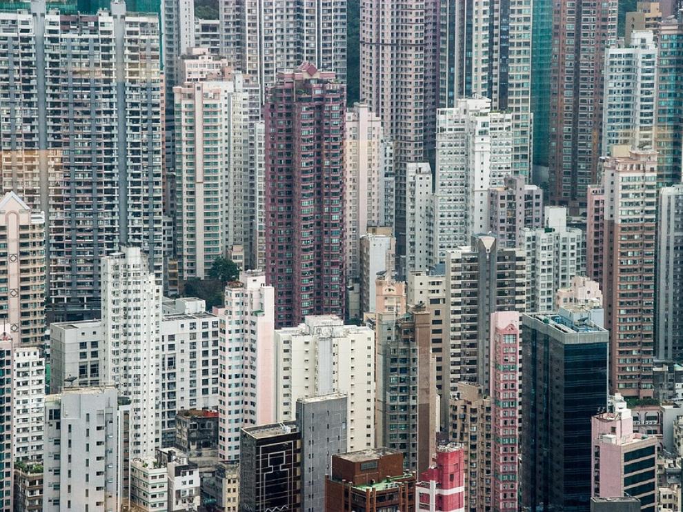 Vista de edificios en Hong Kong