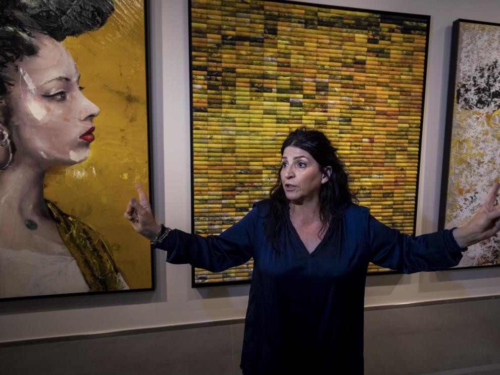 Lita Cabellut, este miércoles, presentando su exposición
