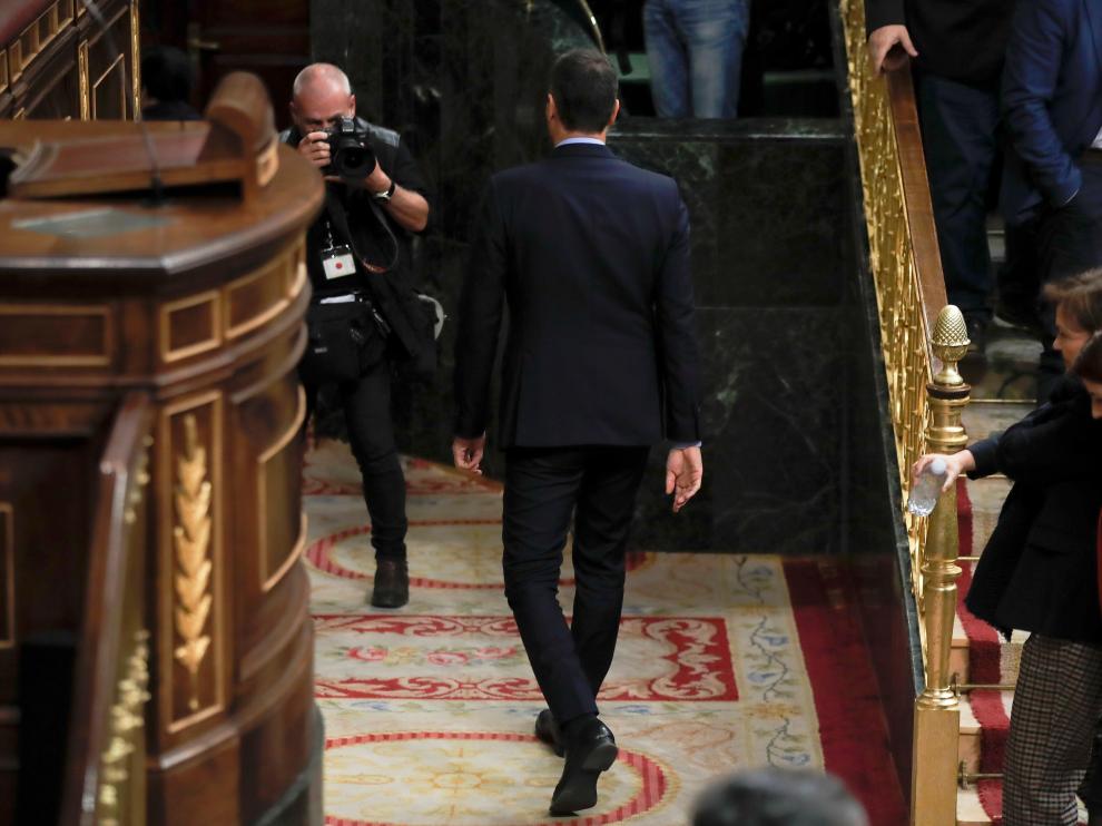 Sánchez abandonando el Congreso este miércoles