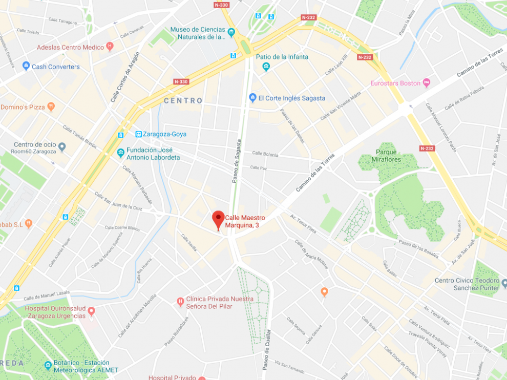 El contenedor estaba situado aproximadamente en el número 3 de la calle de Maestro Marquina.