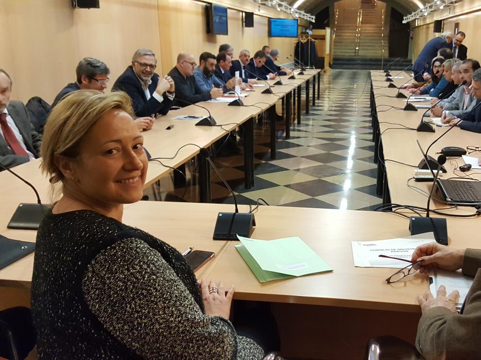 La consejera de Economía, Marta Gastón, durante la reunión del Consejo de Industria de Aragón.