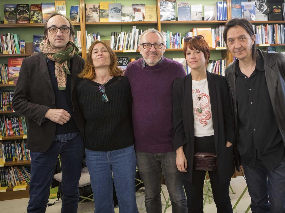 Agustín Fernández Mallo, Ana Cañellas, Paco Goyanes, María Bastarós y Santiago Lorenzo, en Cálamo.