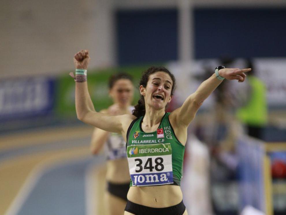 Cristina Espejo, exultante tras proclamarse campeona de España.
