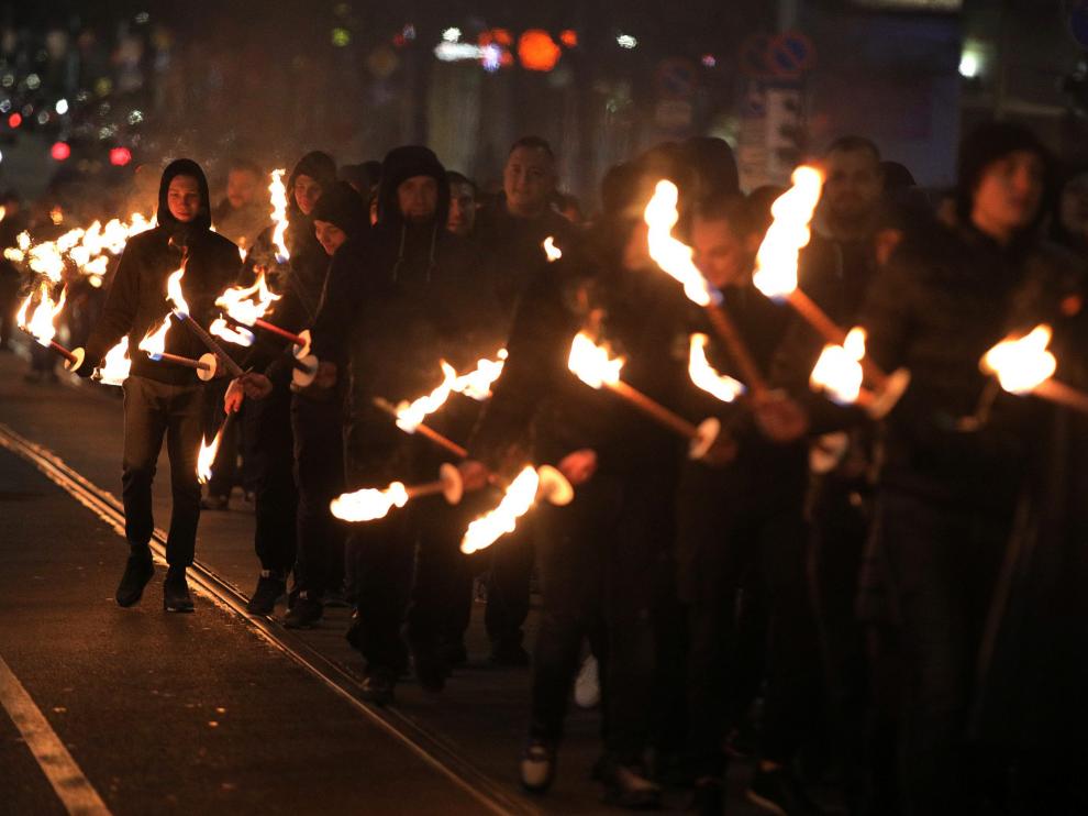 Manifestantes por las calles de Sofía