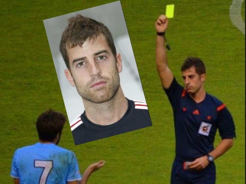 Ávalos Barrera, en un partido, y foto de primer plano del joven árbitro catalán.