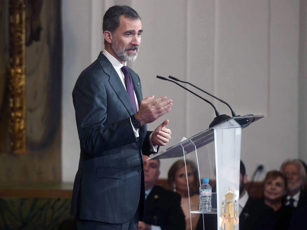El Rey Felipe VI, en el acto de entrega de las Medallas de Oro al Mérito en las Bellas Artes 2017.