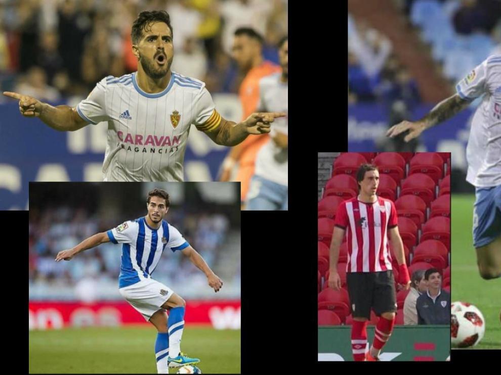 Javi Ros y Eguaras, centrocampistas del Real Zaragoza, con su pasado en la Real Sociedad y el Athletic de Bilbao, respectivamente.