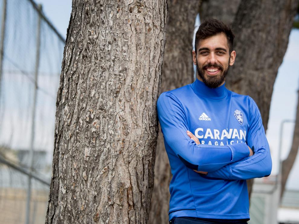 Borja Iglesias, durante su etapa la temporada pasada en el Real Zaragoza.
