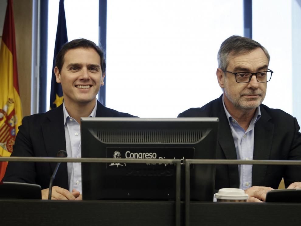 El líder de Cs, Albert Rivera, y el secretario general, José Manuel Villegas.