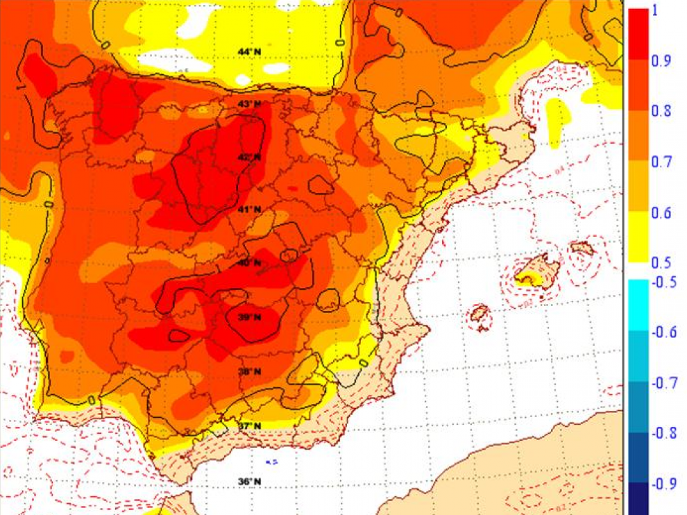 Mapa de la Aemet para este sábado.