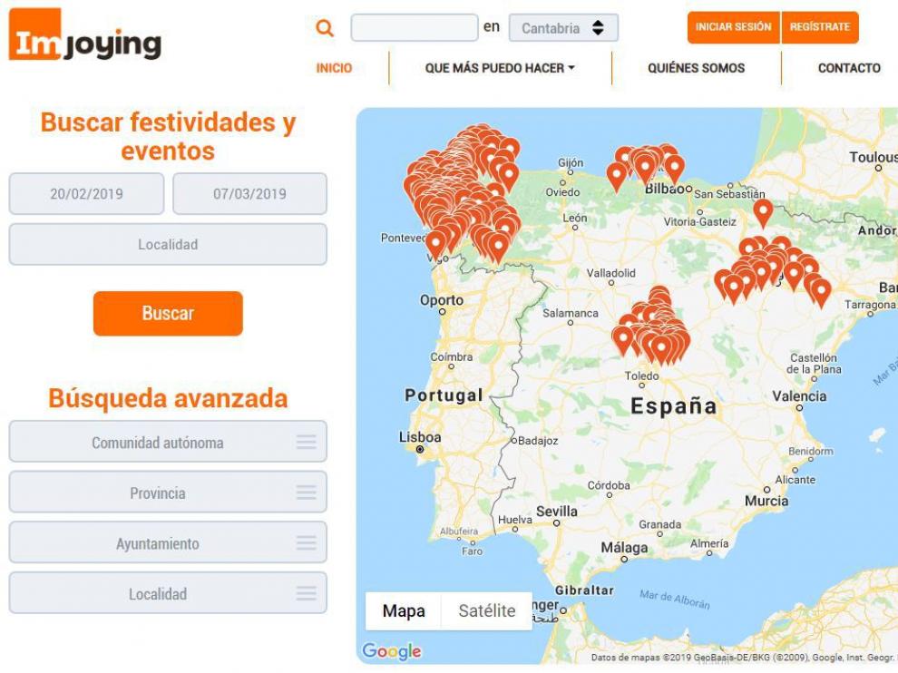 La web Imjoying muestra actividades culturales en España.