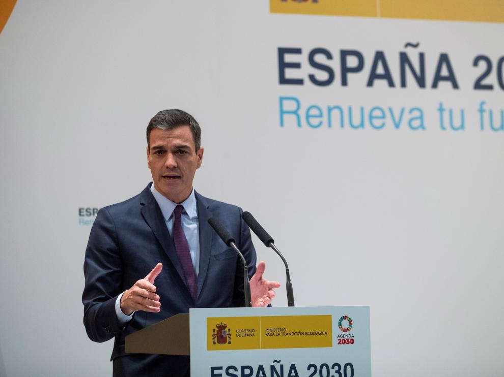Sánchez, ayer en Madrid durante la presentación de la Estrategia de Transición Justa